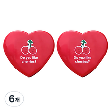 알럽뷰 하트모양 유니크 렌즈케이스, 레드, 6개
