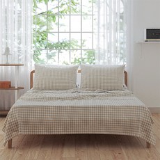 아망떼 허니듀 시어서커 리플 여름 홑이불 베개세트, 해피베이지