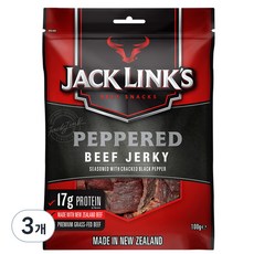 잭링크스 비프 져키 페퍼드 육포, 100g, 3개
