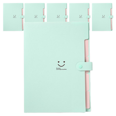 아코디언 바인더 파일 정리함, 민트, 6개