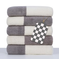 One Story THE善良 紗染 瓷磚花紋 方形 飯店毛巾 200g 40支棉紗, 5個, 淺灰色