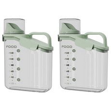 手提透明密封罐 五穀雜糧收納罐 2L 淺草綠, 2組, 1個容器 + 1個蓋子