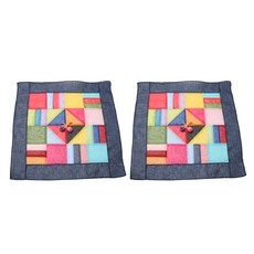 HAYUL工房麻繩傳統雕刻布方形飯桌墊 深灰色, 2個