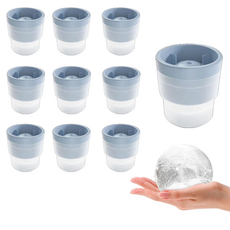 HappiMood 威士忌大冰塊模具 冰球製冰器, 10個, 藍色