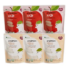 DDODDOmam 聰明媽媽 米餅2款各3包組, 白米口味+蘋果口味, 1組