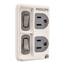 PHILIPS 飛利浦 台灣公司貨 節能開關 2開2插分接式插座 CHP3020W/96, 99mm, 白色, 1個