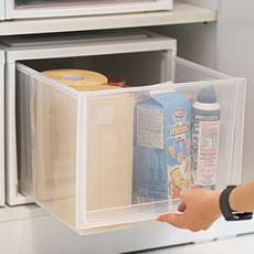 아이리스 국내생산 시스템 수납함 슬라이딩 서랍장 BC-450D, 클리어 + 화이트, 1개