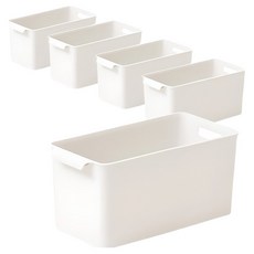 EZLIVING 儲藏室附把手高型小型收納籃, 米白色, 5個
