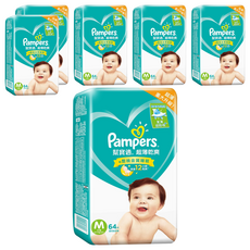 Pampers 幫寶適 台灣公司貨 超薄乾爽 黏貼型尿布 6~11kg, M, 384片