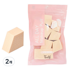 Toolif 全日楔形粉撲 10入, 膚色, 2個