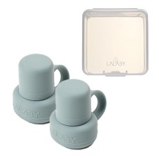 LALABY 矽膠奇趣袋防溢瓶蓋, 04號 灰色, 1組, 防溢瓶蓋 2入+收納盒
