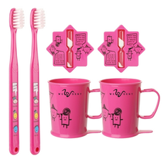 加寬兒童刷牙杯套組粉色3-5歲, 2組