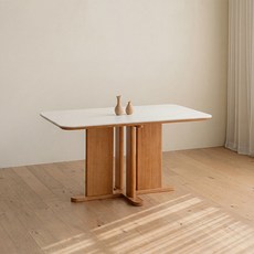 레트로하우스 파레드 원목 사각 포세린 세라믹 테이블 1400 방문설치, 오크 내추럴 + 솔리드 화이트, 4인용
