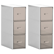 小麥購物 桌面抽屜收納盒 三格高款 C157 570g, 白色, 2個