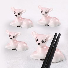 Gold Pang 可愛小鹿陶瓷筷架 4入, 4個, 粉紅色