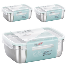 스텐락 퓨어 직사각 밀폐용기 8호, 3개, 2.6L