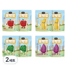 아넬라 유기농 롱떡뻥 롱스틱 4종 x 2p 세트, 혼합맛(사과/바나나/브로콜리/자색고구마), 30g, 2세트