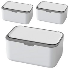 北歐風大開口上開蓋濕紙巾收納盒, 3個, 白色