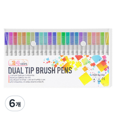 동아피엠에스 아트 브러쉬 양면싸인펜 24색, 혼합색상, 6개