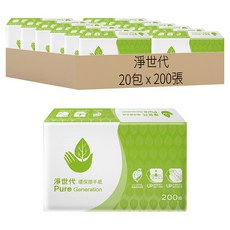 淨世代 環保擦手紙, 200張, 20包