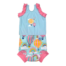 Splash About 小女孩連身版尿布褲 彩虹熱氣球, XXL, 1件