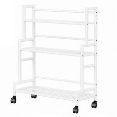 FAmILyLIFE 生活 階梯式附輪多功能置物花架, 淨白色, 3層