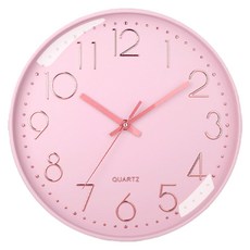 홈브로 무소음 모던 원형 벽시계 30cm, 핑크핑크