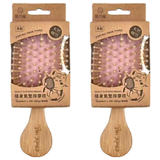 STAR KING 星之冠 隨身氣墊按摩梳, 天然楠竹, 方形, 2個