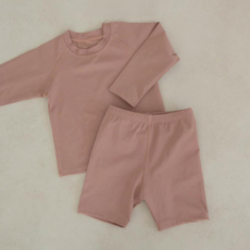 PEEKABOO 兒童素色防曬泳衣上衣+下身套裝, 1個, 粉色