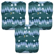 THIRSTIES 成長型 一體式 AIO布尿布 乾爽有機棉 壓扣, Mountain Twilight, 3件