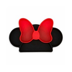 BUMKiNs 白金矽膠餐盤 100%矽膠材質 耐熱溫度:-40°C~+175°C, 米妮 黑色 + 紅色, 1個