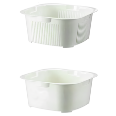 SHIMOYAMA PP雙層瀝水洗菜籃, 白色, 1組