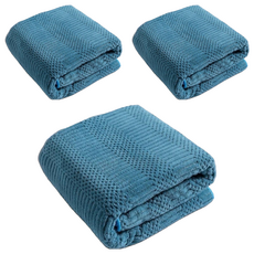 日式 藍色 聚酯纖維浴巾, 3條