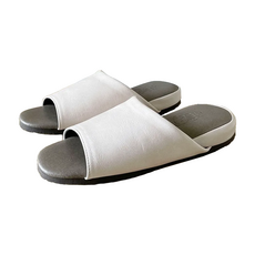 i Slippers 極致風格 厚跟紓壓皮質室內拖鞋, M(23~24.5cm), 淺米色, 1雙