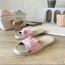 TAIWAN SLIPPER 台灣犀利趴 i Slippers 小時光 真草蓆室內拖鞋, 台灣製, M, 動物之森 粉色, 1雙