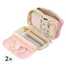 City Company 大容量PVC透明筆袋, 粉紅色, 2個