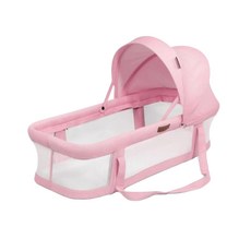 seebaby 提籃式安全透氣床中床 透氣網孔 高護欄設計 堅固框架, 蜜桃粉, 1個
