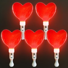 비에이비오 LED 큐티 응원 하트 야광봉, 레드, 5개 레드, 5개