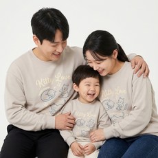 Little rabbit 家庭貓咪素描親子裝上衣