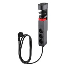 Chaya 移動式桌上型免打孔免鑽孔3孔延長線 DEU03012C1A, 1.4m, 1個, 黑色