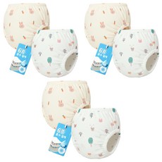 아띠래빗 유아용 순면 6중 배변훈련팬티, 6개, 토끼, 숲
