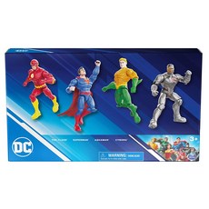 SPIN MASTER DC漫畫正義聯盟系列4吋可動人偶遊戲組, 超人 + 水行俠 + 閃電俠 + 鋼骨, 1盒