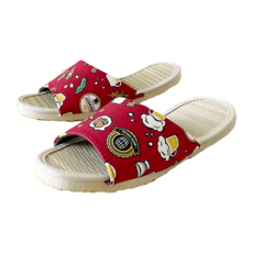i Slippers 小時光 真草蓆室內拖鞋 台灣製造 台灣棉布, 時光歡聚 紅色, 1雙