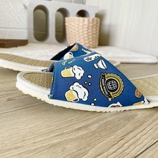 台灣犀利趴 i Slippers 小時光 真草蓆室內拖鞋, 台灣棉布文青風, XL, 藍色, 1雙