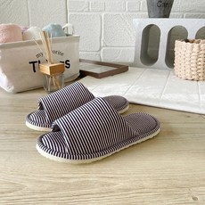 i Slippers 樂活系列 布質家居室內拖鞋 超厚柔軟泡棉軟墊, 粉灰細條, 1雙