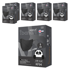 ibanari 童款輕薄防護C型口罩 KF94 S號, 黑色, 10片, 6盒