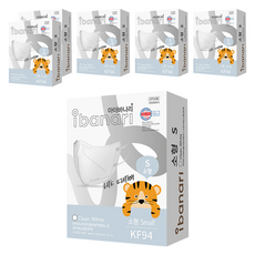 ibanari 童款輕薄防護C型口罩 KF94 S號, 白色, 10片, 6盒