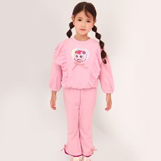 PremierFam 兒童款 奇妙萌可 哈啾萍 蝴蝶結荷葉邊大學T + 長褲套裝