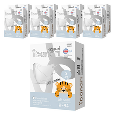 ibanari 童款輕薄防護C型口罩 KF94 S號, 白色, 10片, 9盒