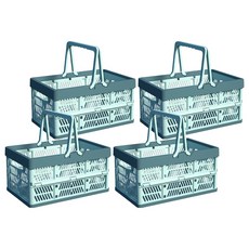 BANGJIASHI 手提摺疊收納籃 可疊收納籃 堆疊收納籃 小號, 藍色, 4個